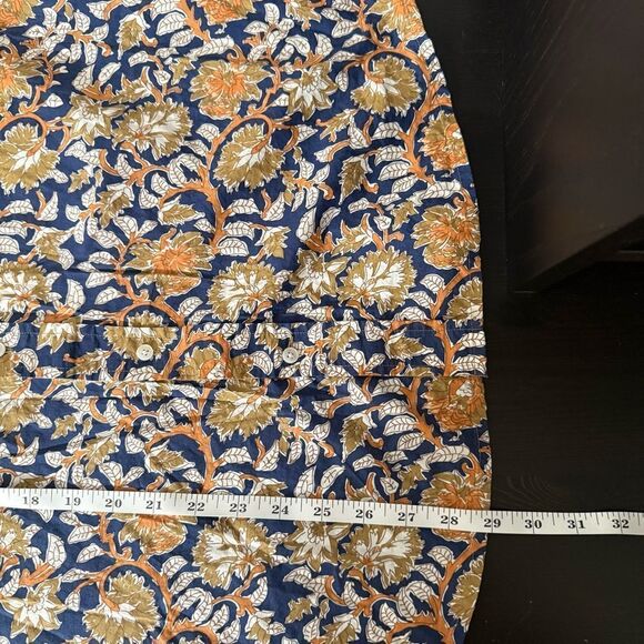 Slate & Stone Shirt Mens Large Blue Orange Floral Leaf Button Up Short Sleeve - Picture 12 of 12